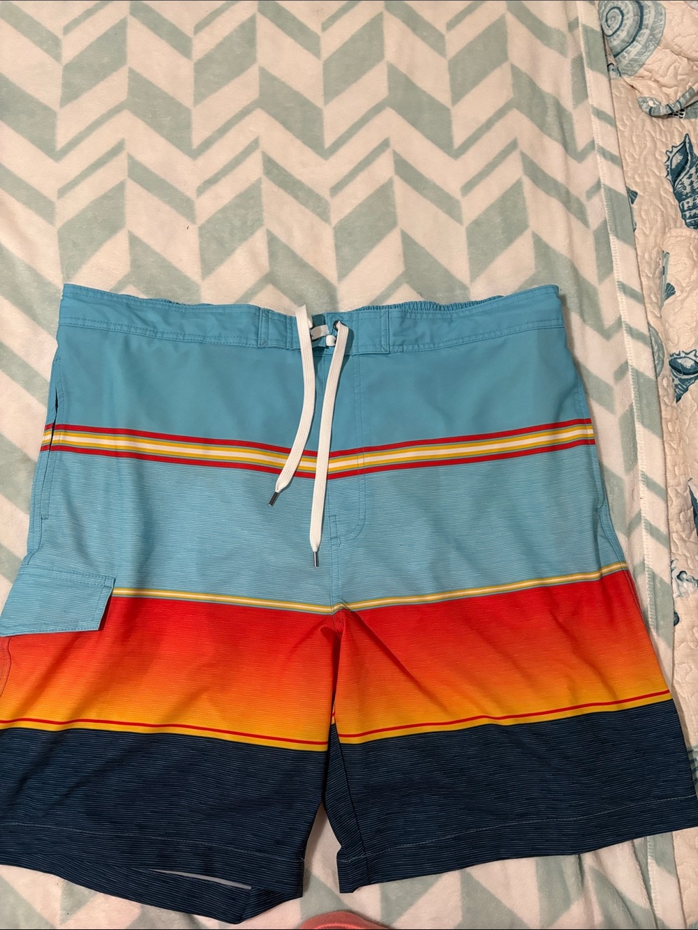 Sonoma Light Blue Orange Red Navy Colorblock  bathing suit